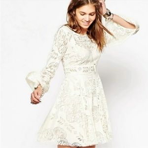 Free People Mesh Lace Bell Sleeve Dress
